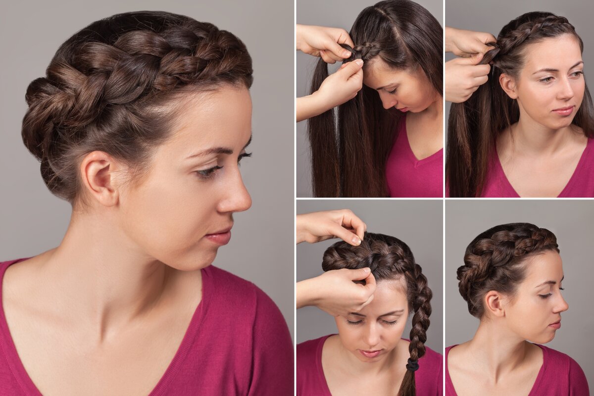 Coiffure en couronne tressée
