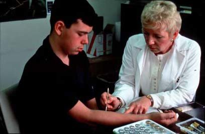 Photo : prick test ou test cutané d'allergie