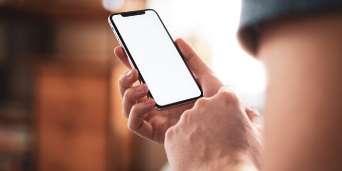 the black apple iphone 11 pro with blank screen template - modern frameless design