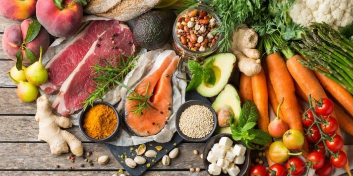 balanced nutrition concept for clean eating flexitarian meditteranean diet assortment of healthy food ingredients for coo...