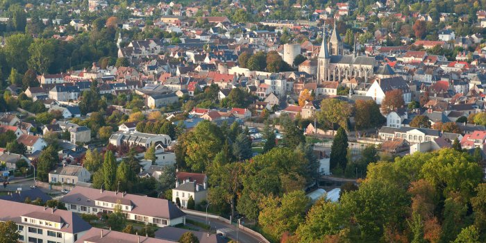 aerial view of chateau de dourdan, ile-de-france, france