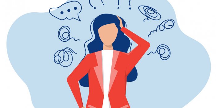 woman suffers from obsessive thoughts, headache, unresolved issues, psychological trauma, depressionmental stress panic m...
