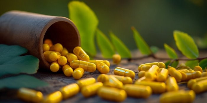 close up of berberine capsules used to maintain - generative ai