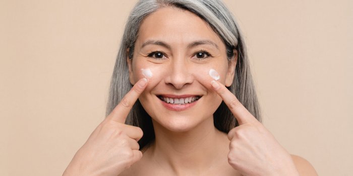 moisturizing collagen creme cream for skin face care anti-wrinkle anti-age effect soft and healthy aging skin concept mat...