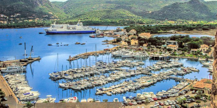 view to the harbor of porto-vecchio, corsica, france