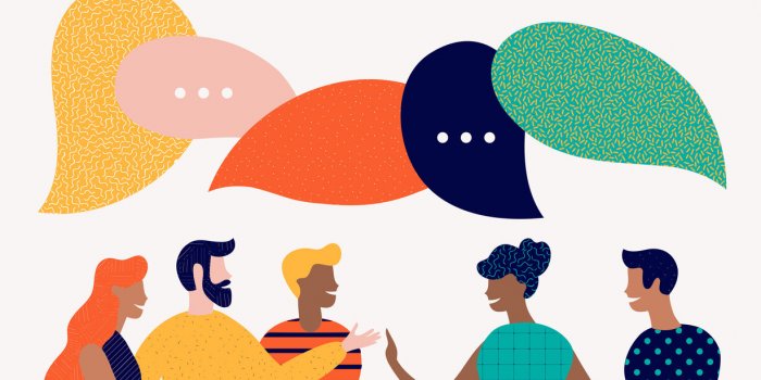 flat style vector illustration, discuss social network, news, chat, dialogue speech bubbles
