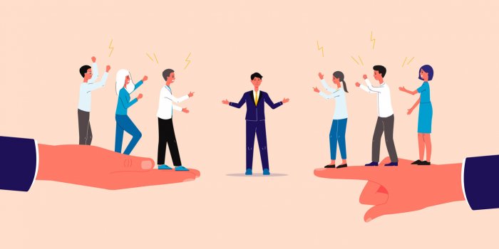 mediator and settlement of conflicts with business people characters, flat vector illustration mediation and professional...