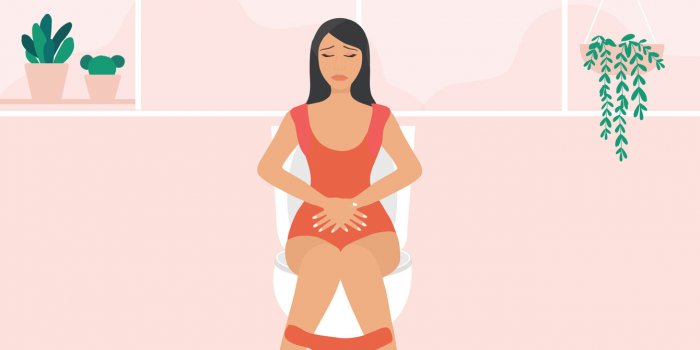 woman siting on toilet in morning vector illustration