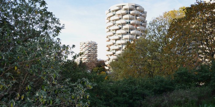 vue des immeubles les choux Ã  crÃ©teil, construits par l'architecte gerard grandval Ã  crÃ©teil entre 1969 et