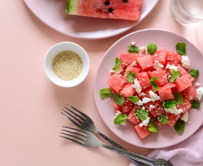 Salade de pasteque, feta et menthe