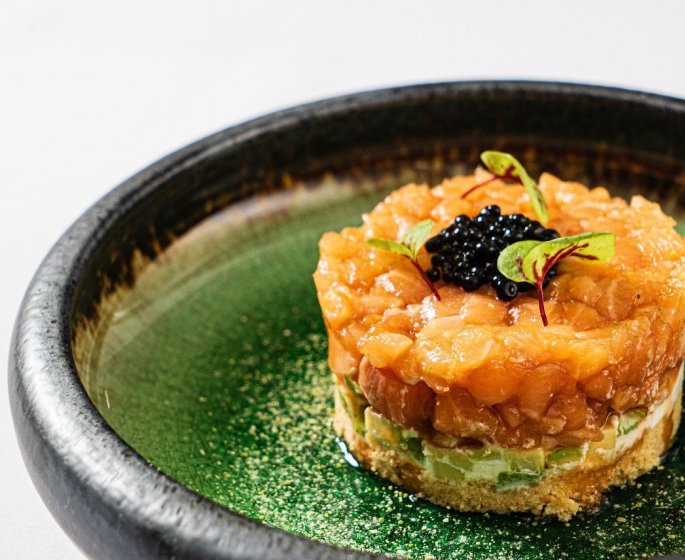 Tartare de concombre et saumon fume