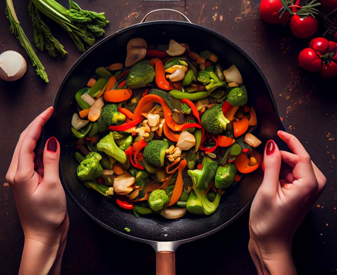 Wok de poulet aux petits legumes et a l’ananas