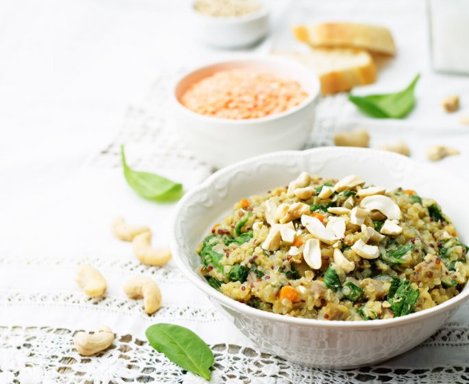 Salade de lentilles, fonds d’artichaut et ciboulette, huile de lin
