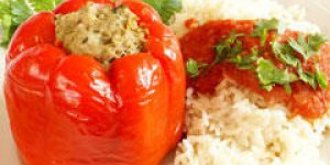 Legumes farcis sur lit de riz 