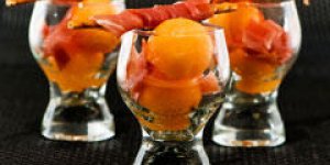 Verrine de melon au Porto et jambon de parme