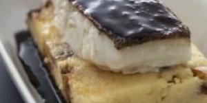 Dos de cabillaud laque au miel de soja, polenta aux champignons