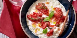 Riz au lait fraises et basilic