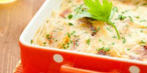 Gratin au brie, pommes de terre et lardons