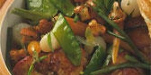 Lapin en cocotte a la fricassee de legumes