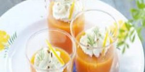 Gaspacho carottes oranges et chantilly de dorade a l’aneth