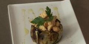 Charlotte d-aubergines, crumble au vieux parmesan